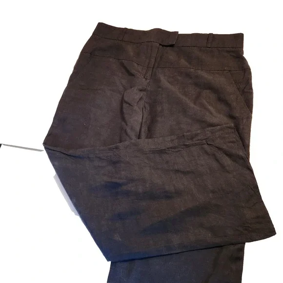 Veronica Beard Womens Ankle Pants Size 8 Black Wide Leg Linen Blend Minimalist - Picture 7 of 15